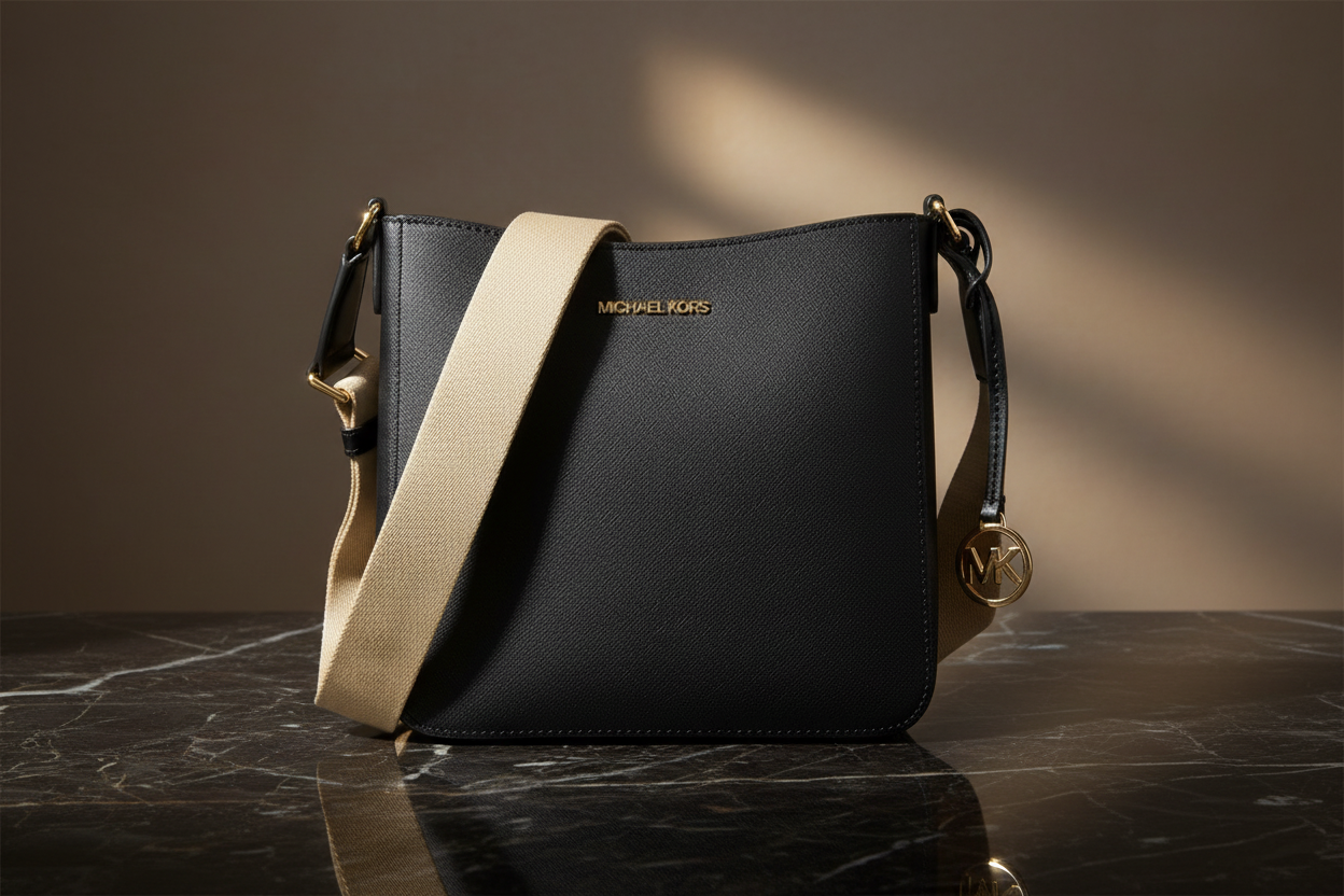 Černá plátěná crossbody kabelka Michael Kors