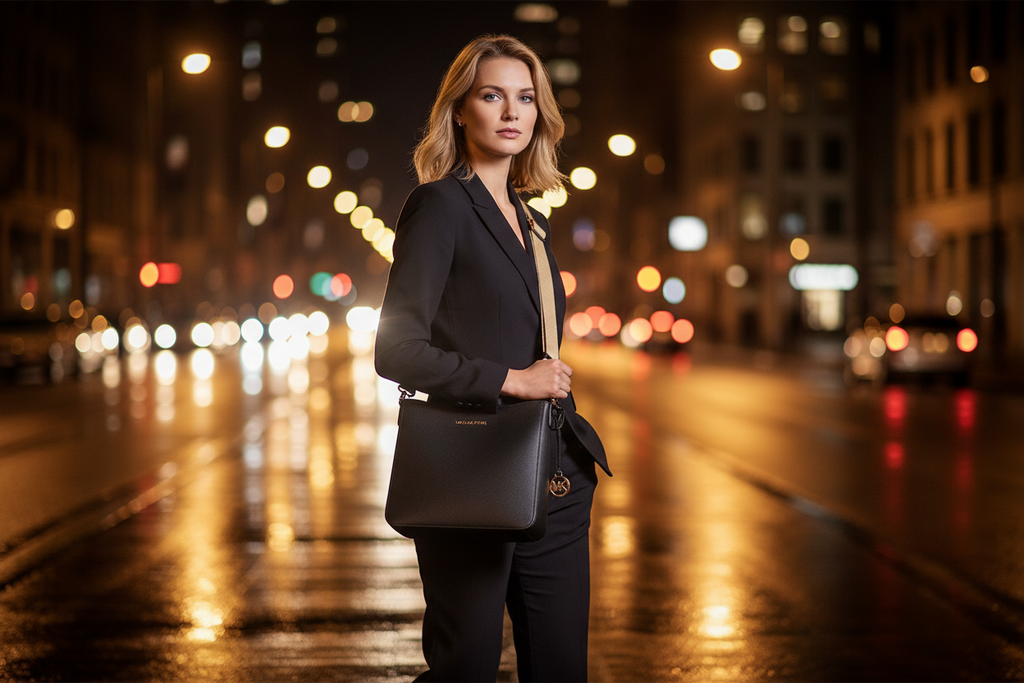 Černá plátěná crossbody kabelka Michael Kors