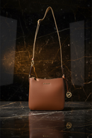 Hnědá plátěná crossbody kabelka Michael Kors