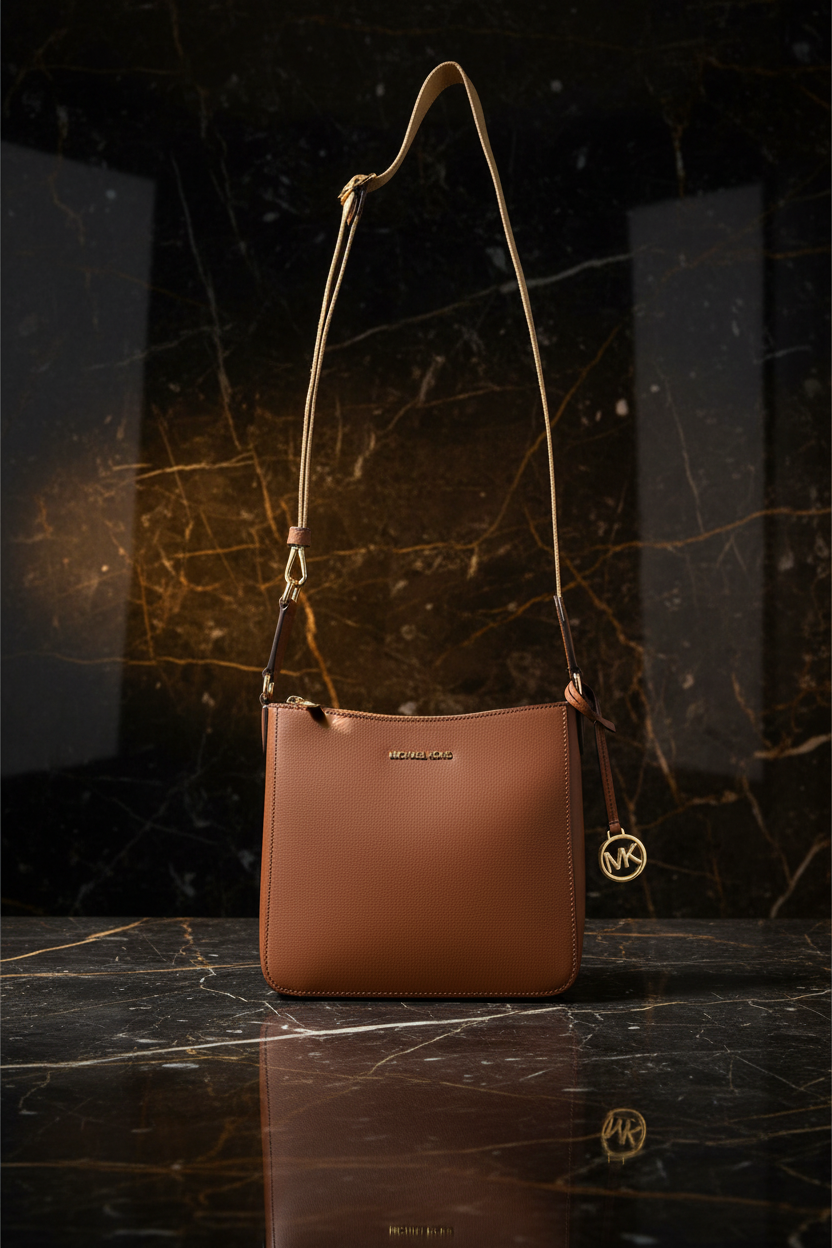 Hnědá plátěná crossbody kabelka Michael Kors