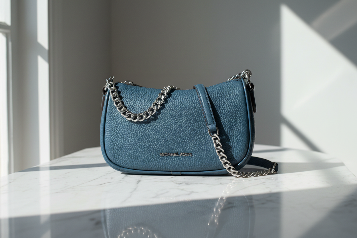 Modrá kožešinová kabelka přes rameno Michael Kors