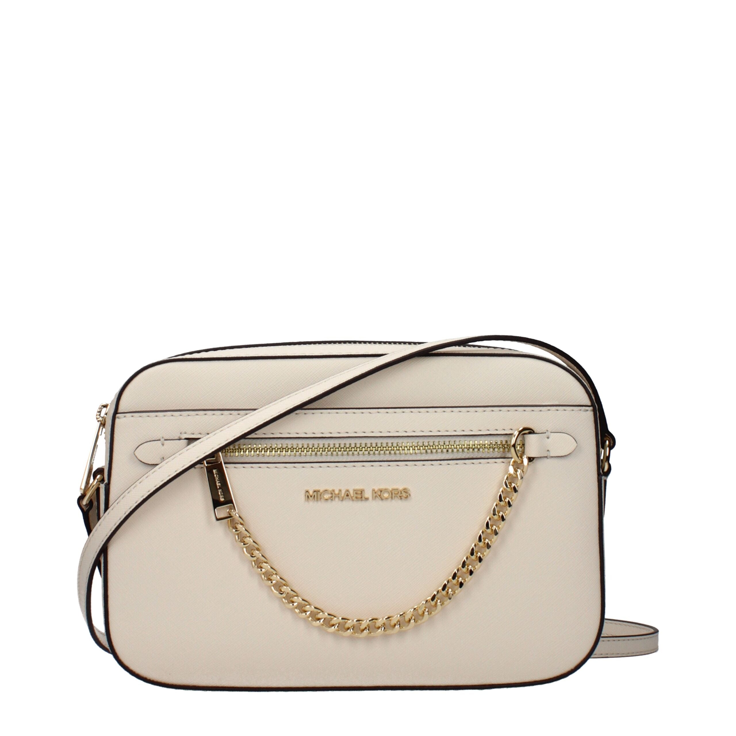Béžová kožená crossbody kabelka Michael Kors