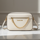 Béžová kožená crossbody kabelka Michael Kors