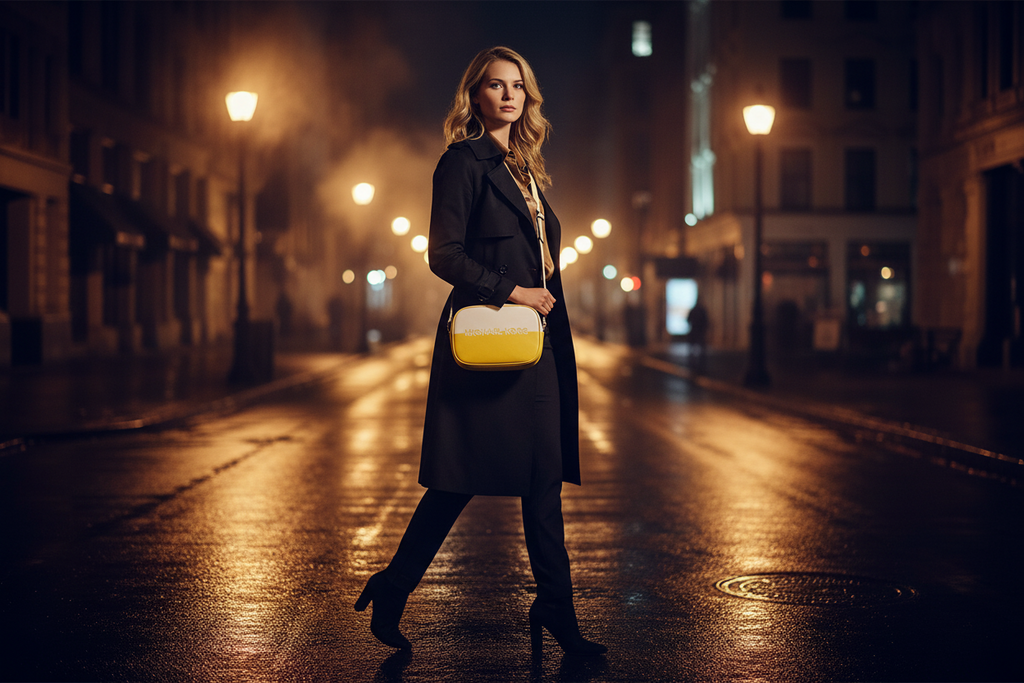 Plátěná dvoubarevná crossbody kabelka Michael Kors