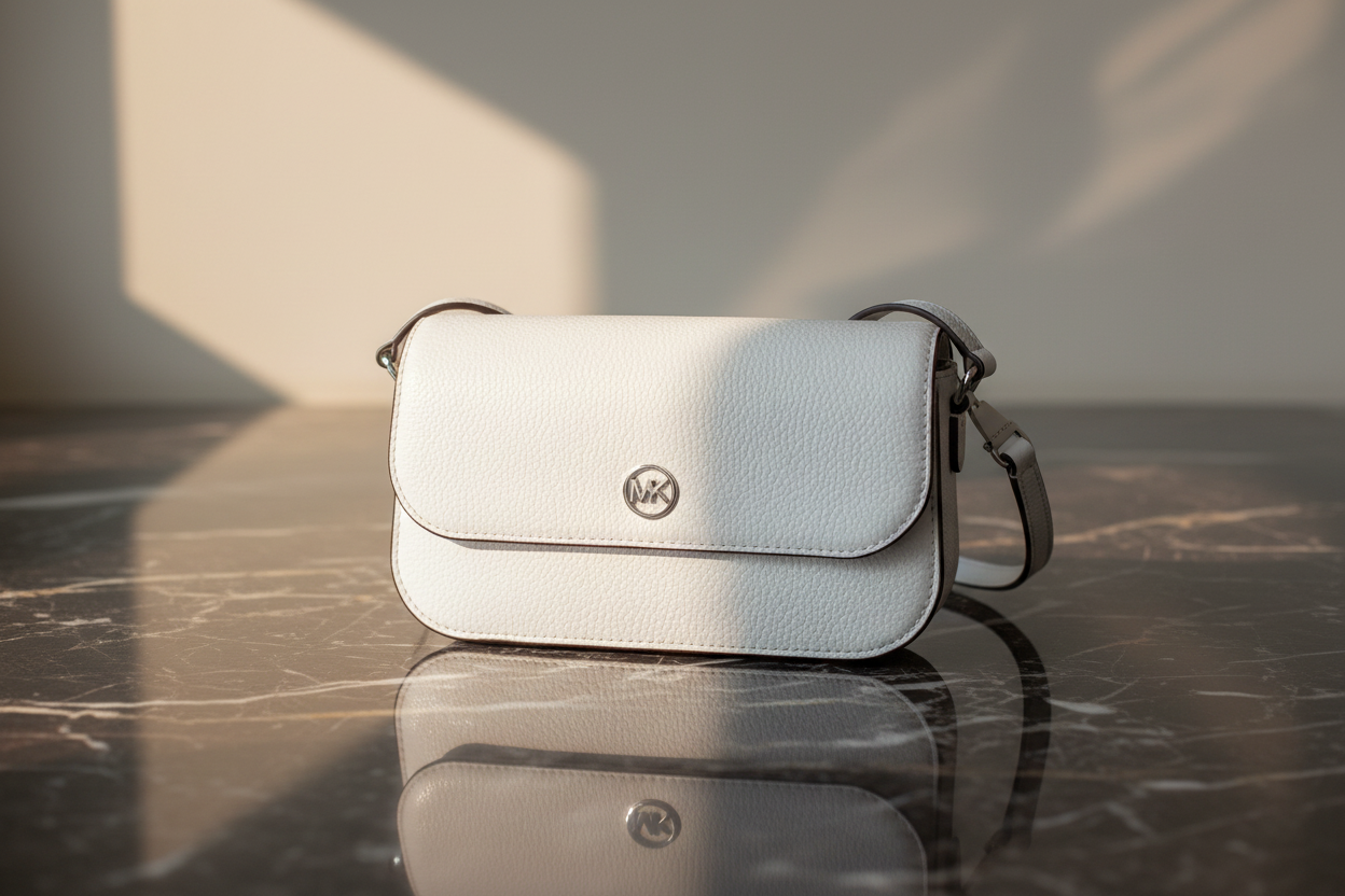 Bílá kožená crossbody kabelka Michael Kors