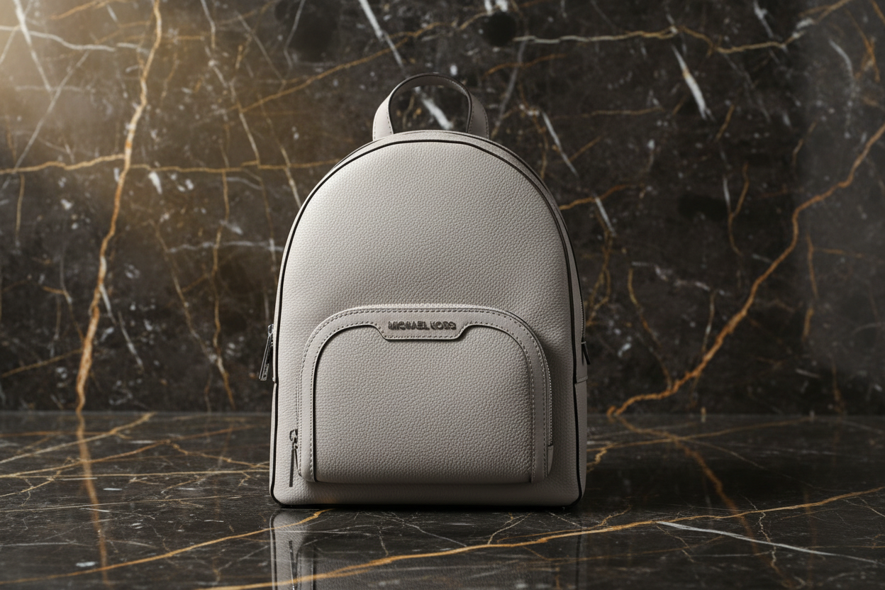 Šedý kožený batoh Michael Kors