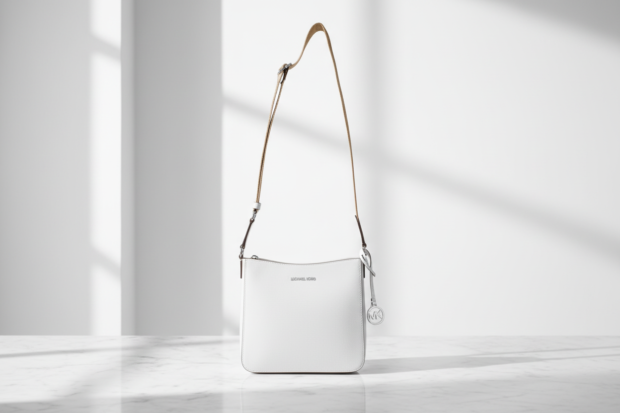 Bílá plátěná kabelka přes rameno Michael Kors