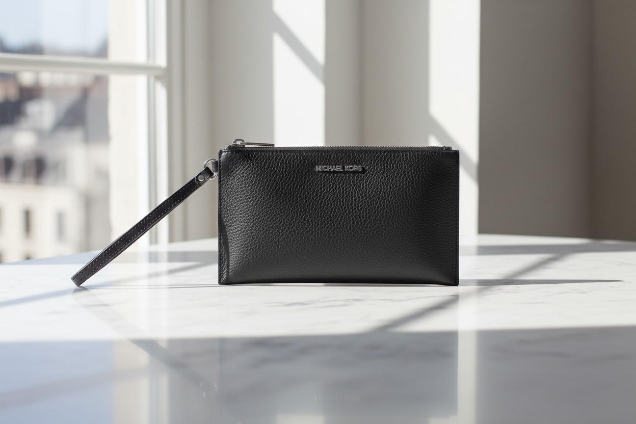 Černá kožená psací taška Michael Kors