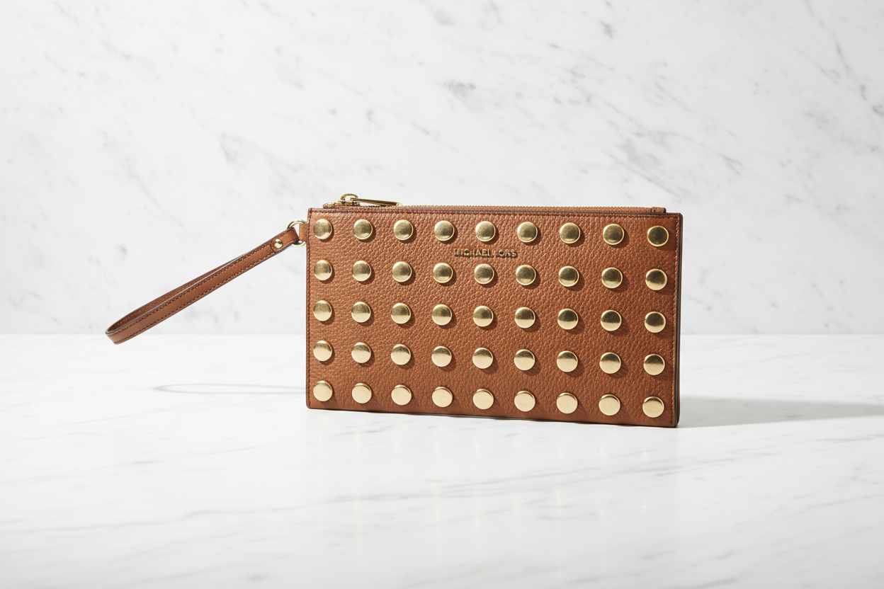 Černá kožená psací taška Michael Kors