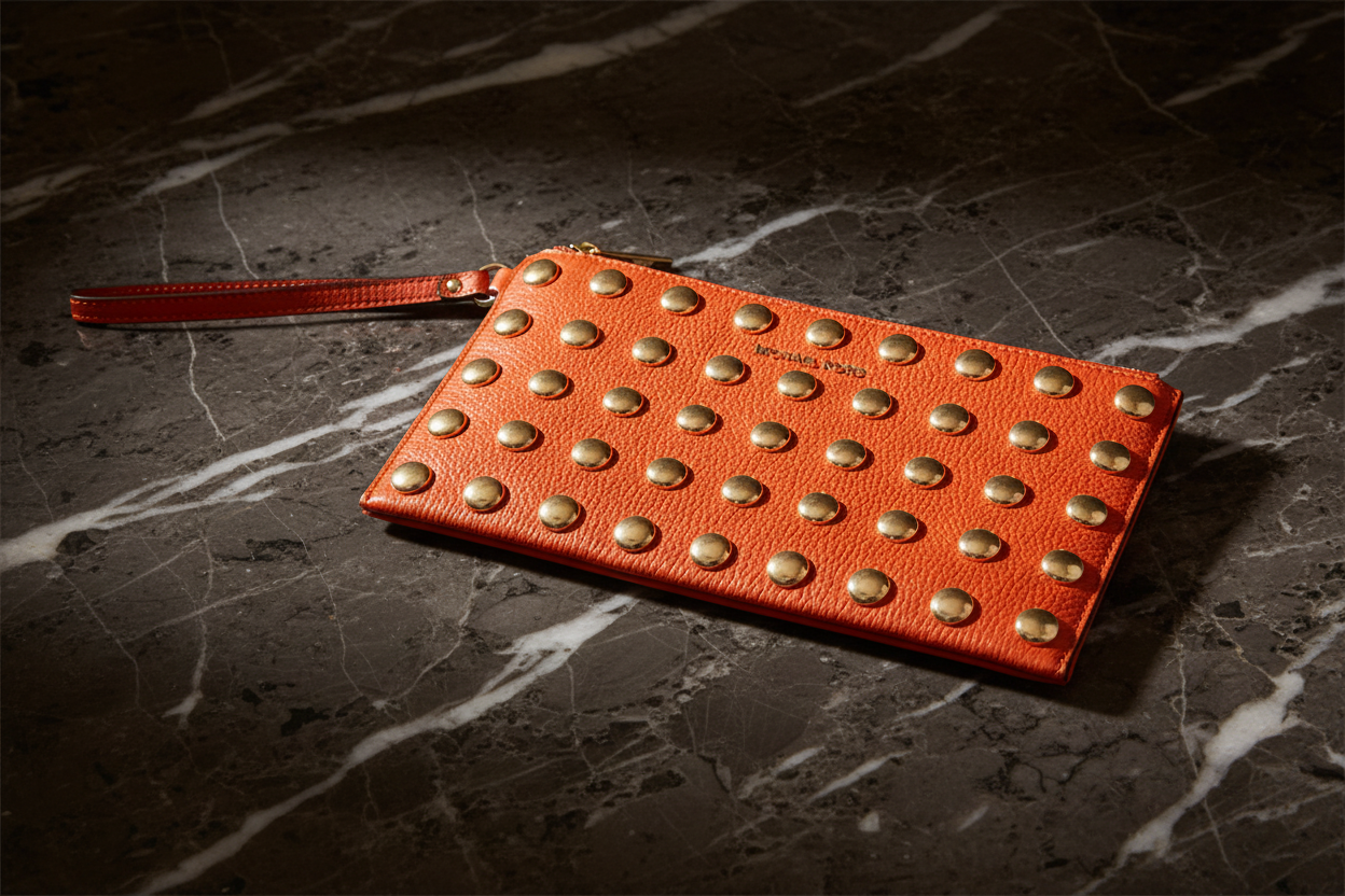 Oranžová kožená psací taška Michael Kors