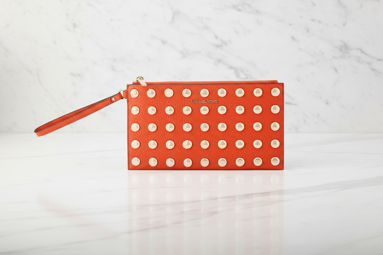 Oranžová kožená psací taška Michael Kors