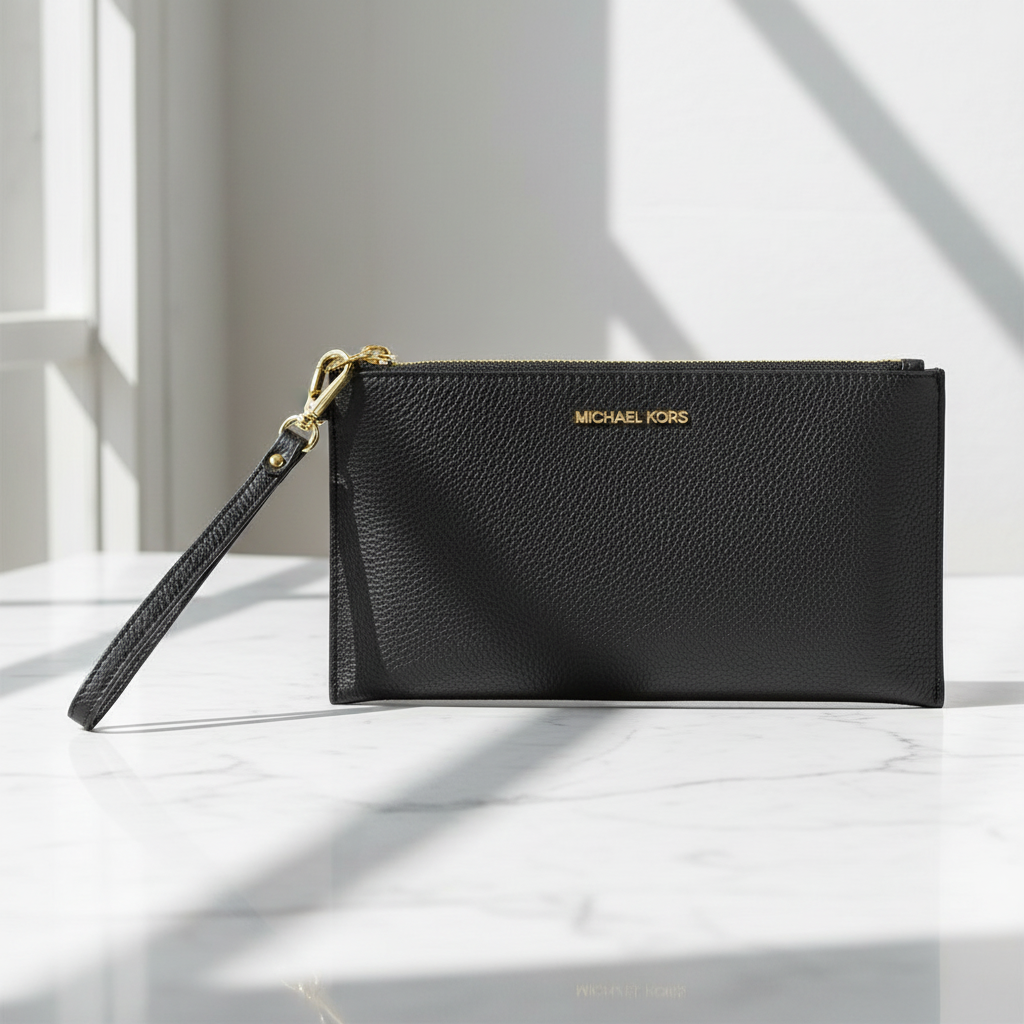 Černá kožená psací taška Michael Kors