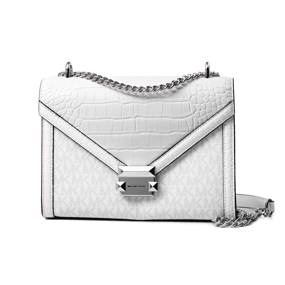Bílá plátěná crossbody kabelka Michael Kors