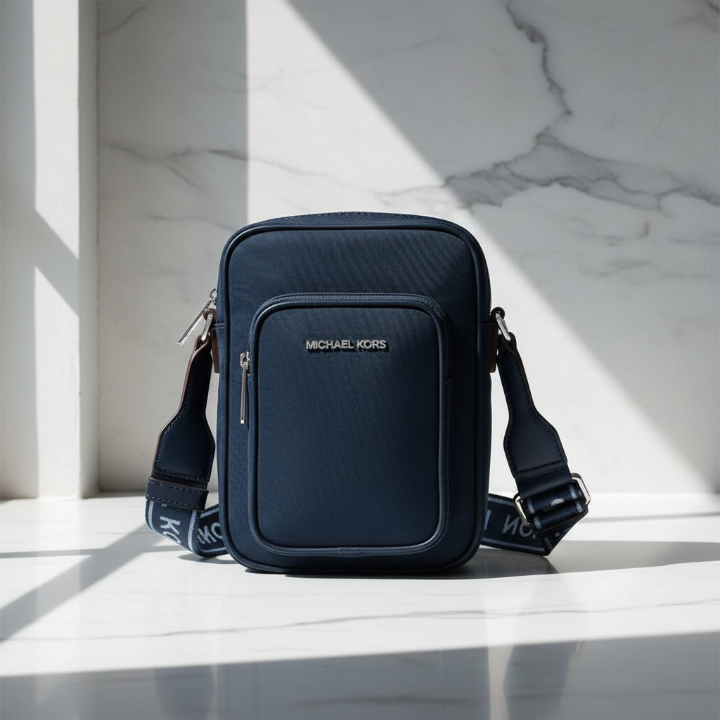 Modrá nylonová crossbody kabelka Michael Kors