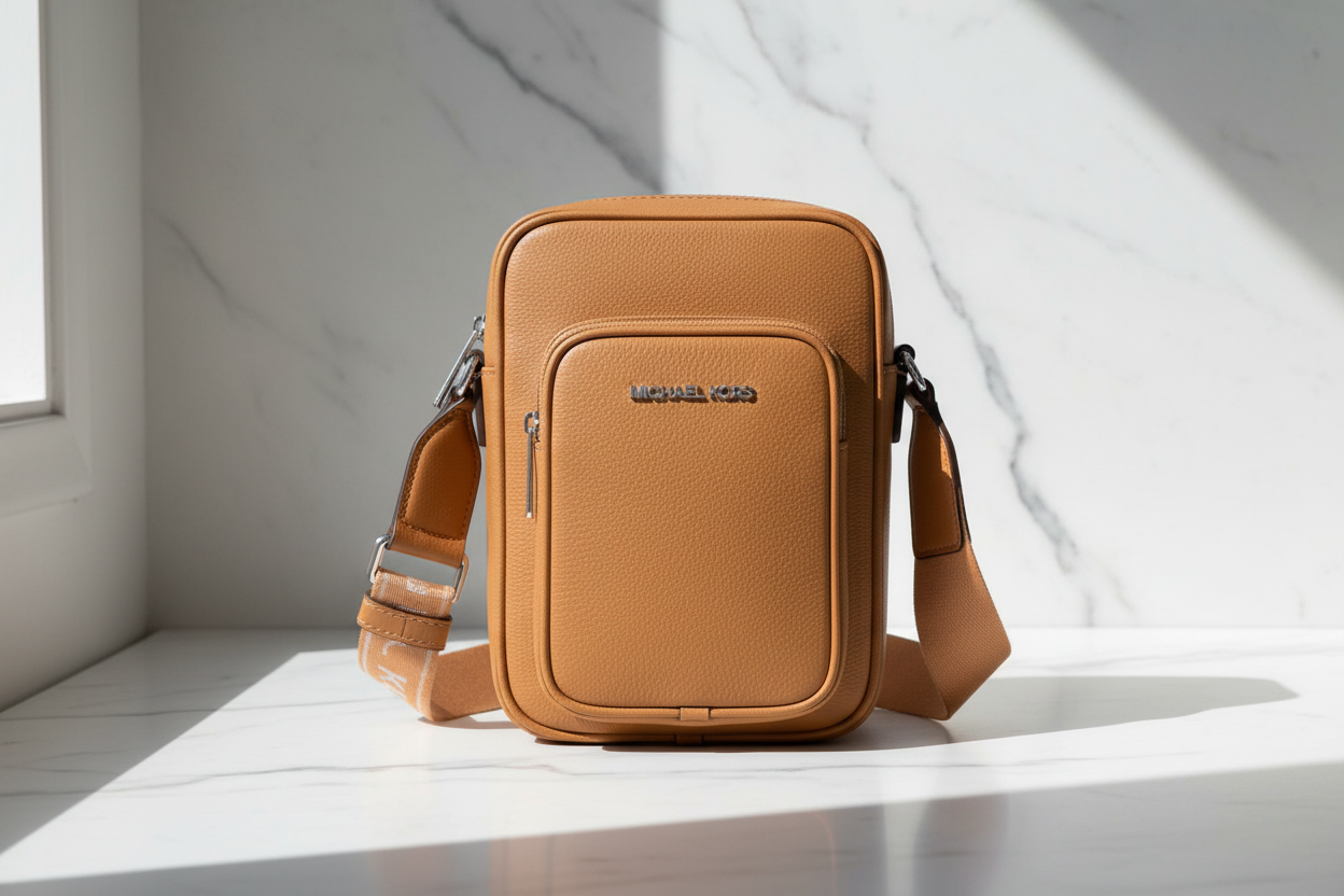 Hnědá nylonová crossbody kabelka Michael Kors