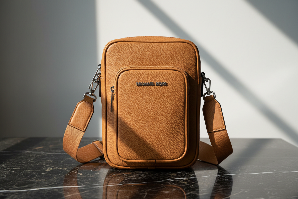 Hnědá nylonová crossbody kabelka Michael Kors