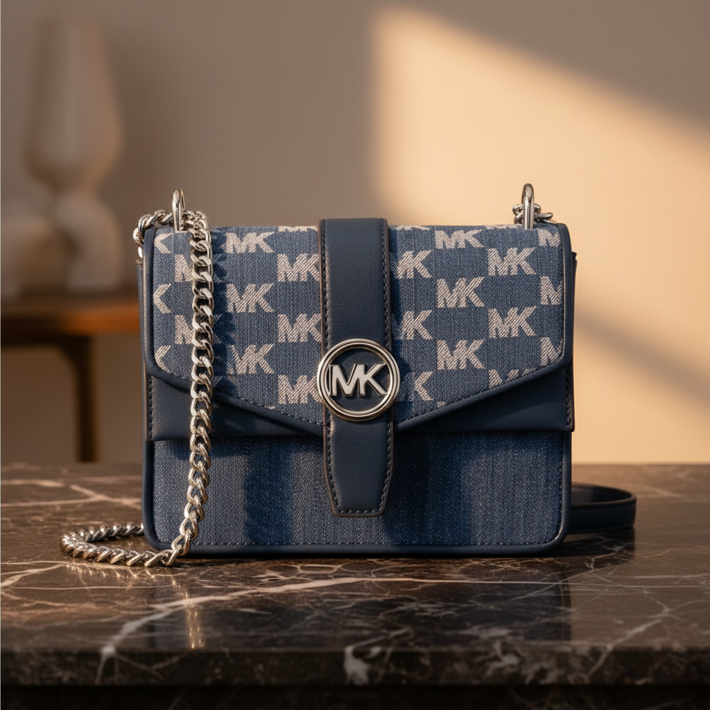 Modrá plátěná crossbody kabelka Michael Kors