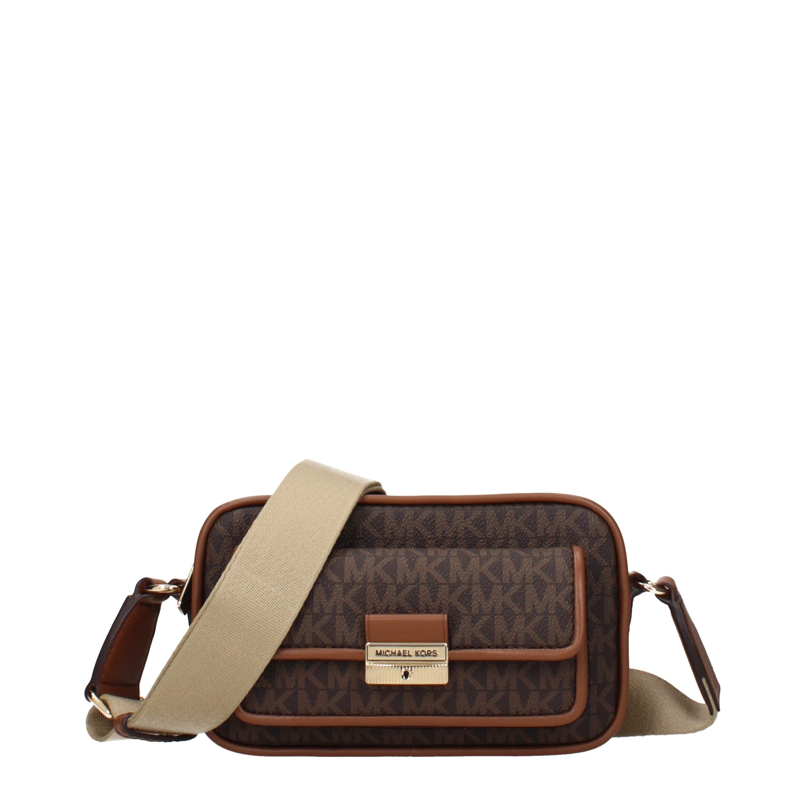 Hnědá látková crossbody kabelka Michael Kors
