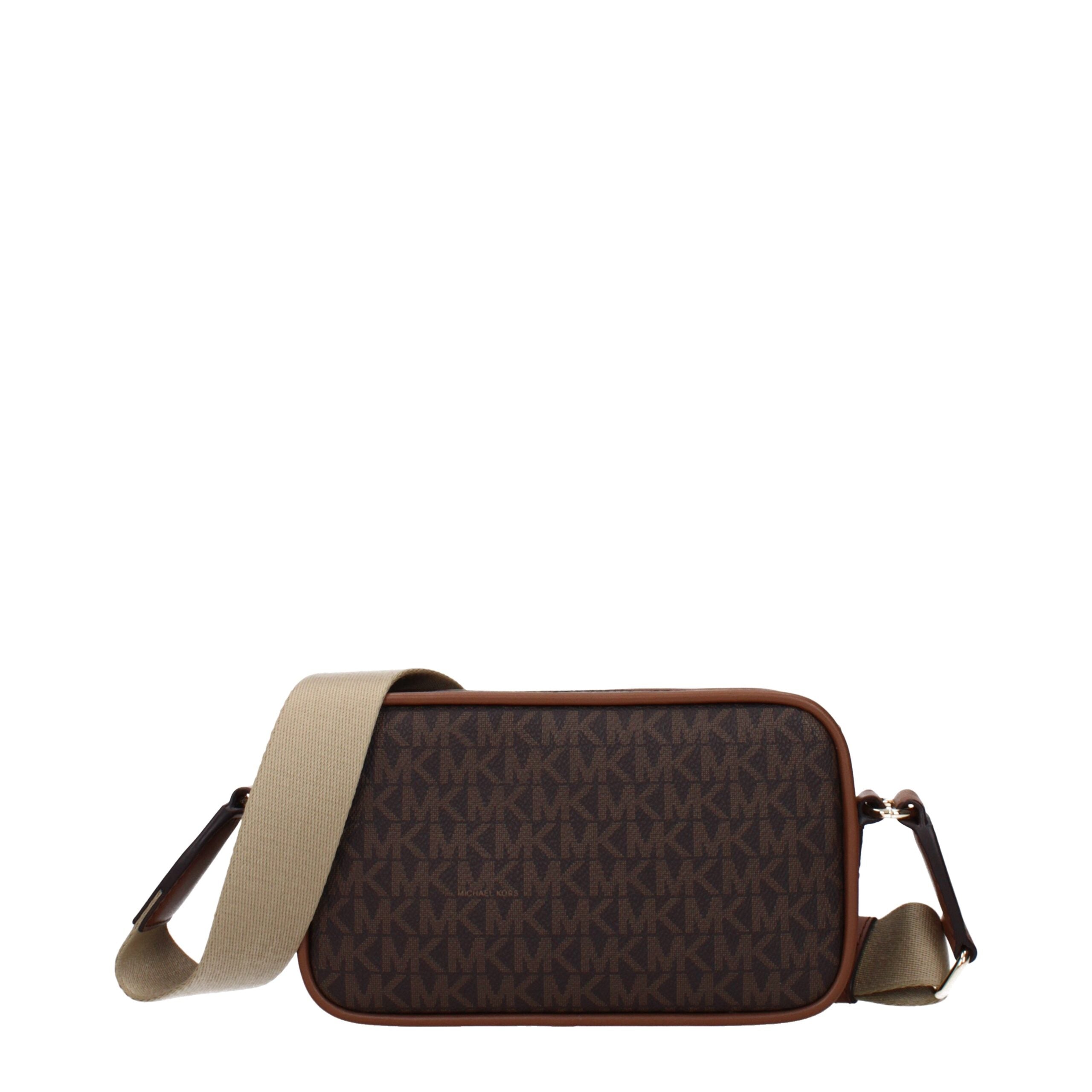 Hnědá látková crossbody kabelka Michael Kors