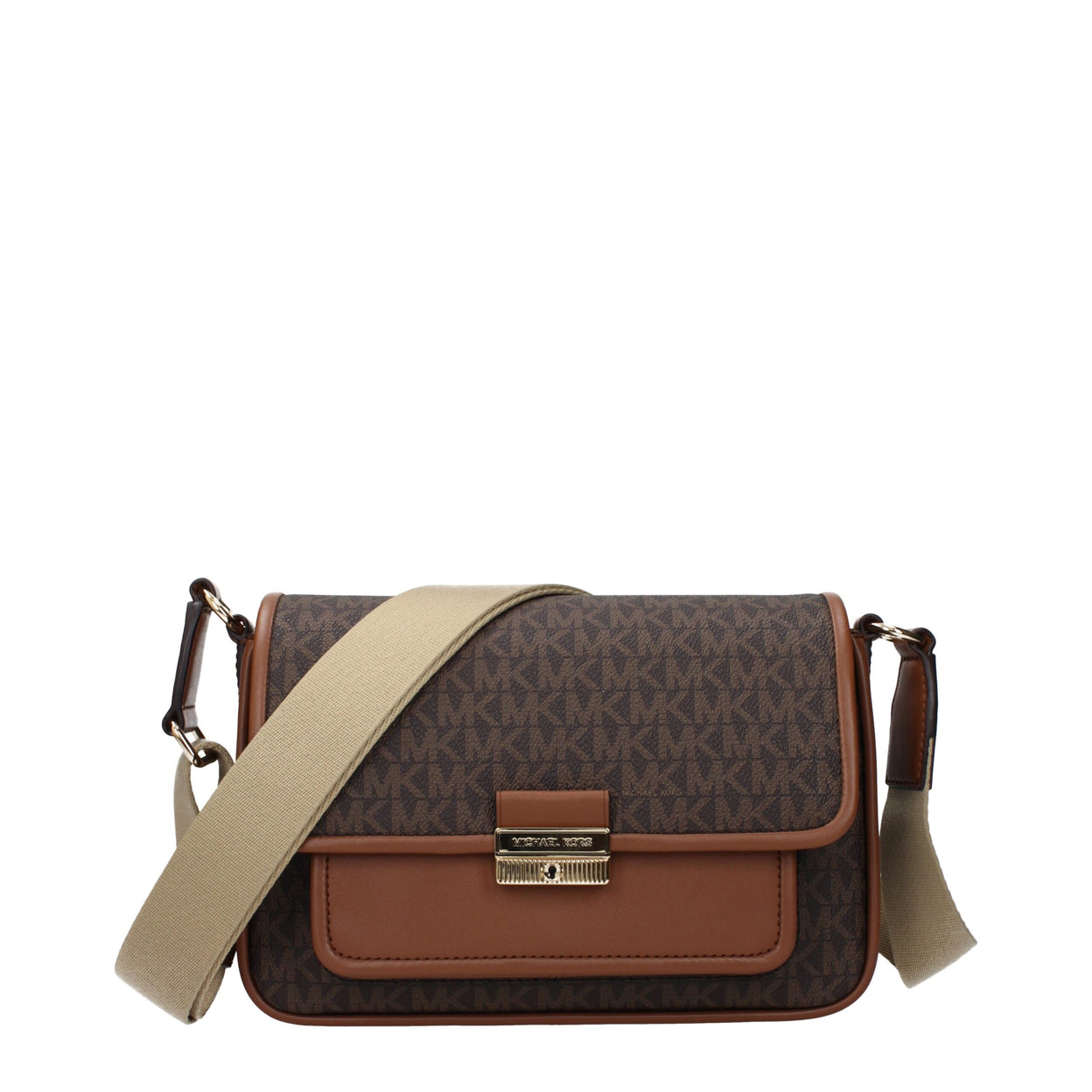Hnědá látková crossbody kabelka Michael Kors