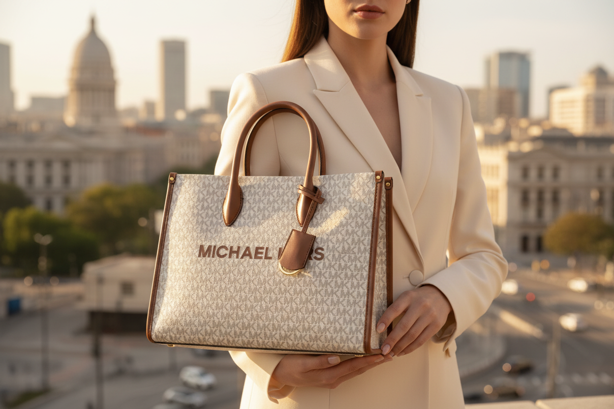 Béžová látková kabelka Michael Kors