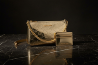 Plátěná kabelka Michael Kors zlaté barvy