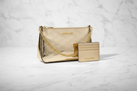 Plátěná kabelka Michael Kors zlaté barvy