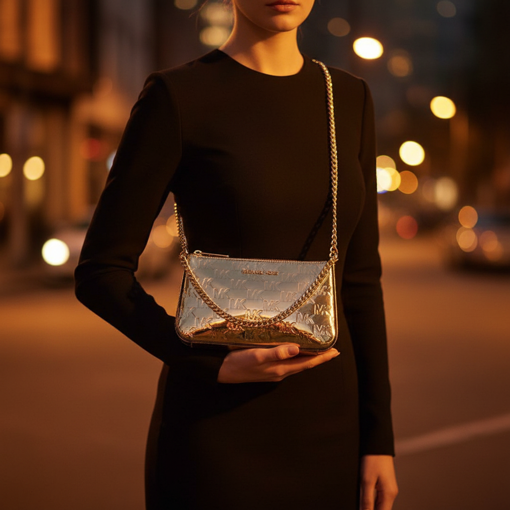 Plátěná kabelka Michael Kors zlaté barvy