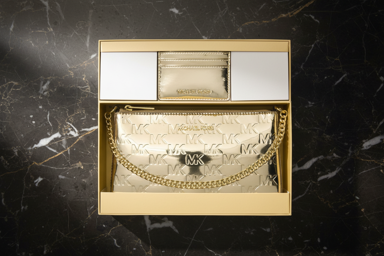 Plátěná kabelka Michael Kors zlaté barvy