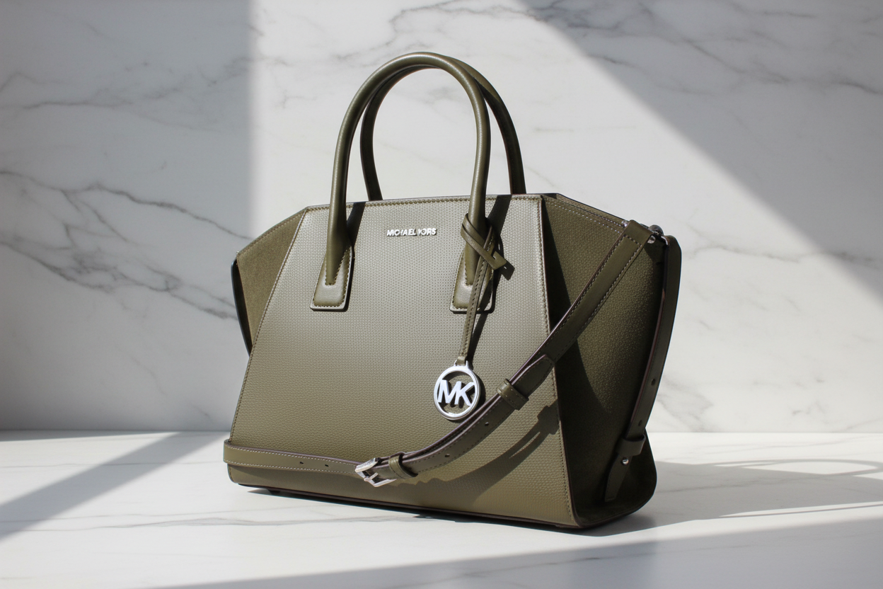 Kožená kabelka Michael Kors zelená