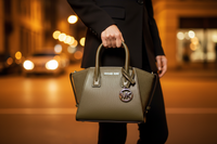 Kožená kabelka Michael Kors zelená