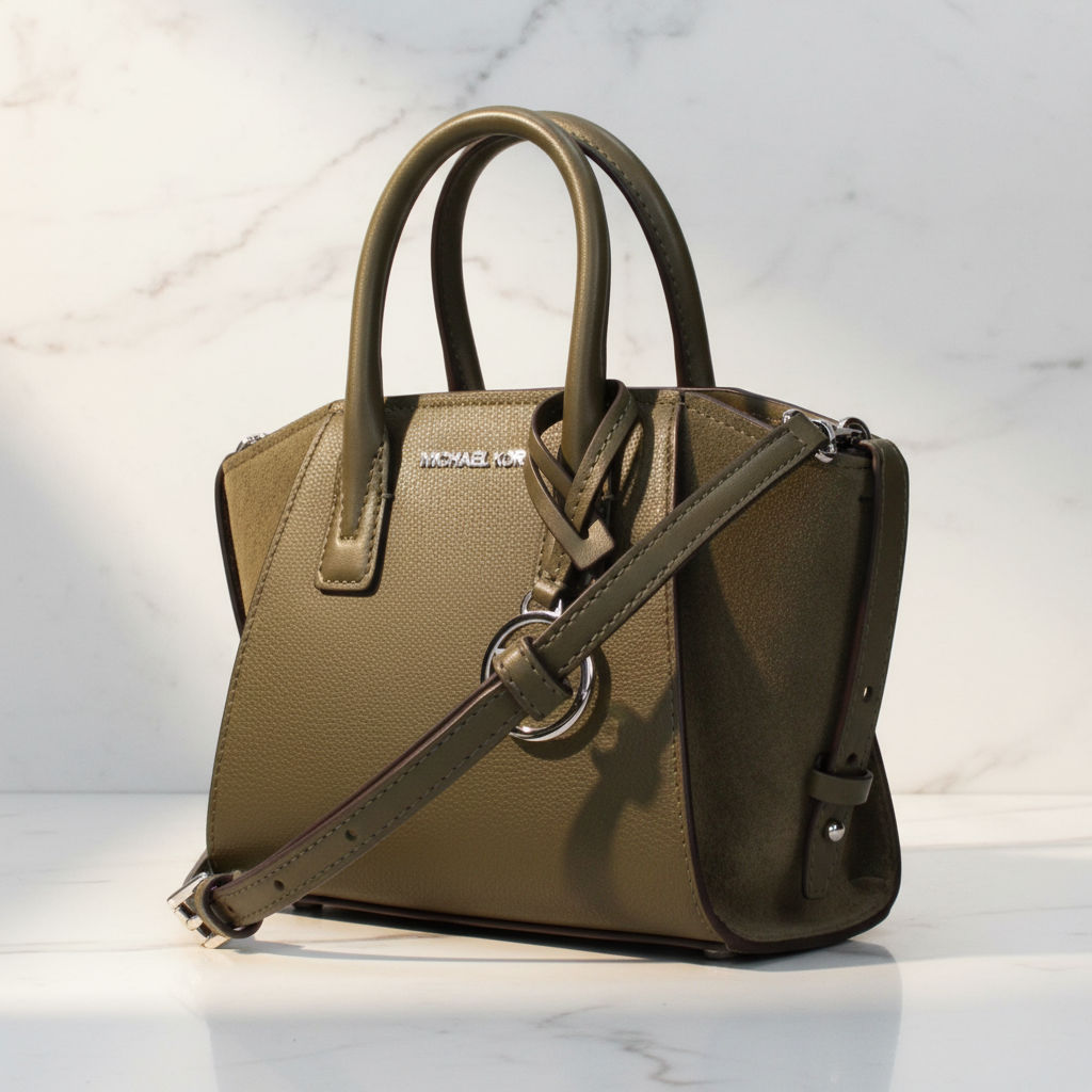 Kožená kabelka Michael Kors zelená