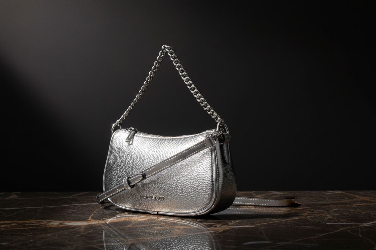 Šedá kožená kabelka Michael Kors