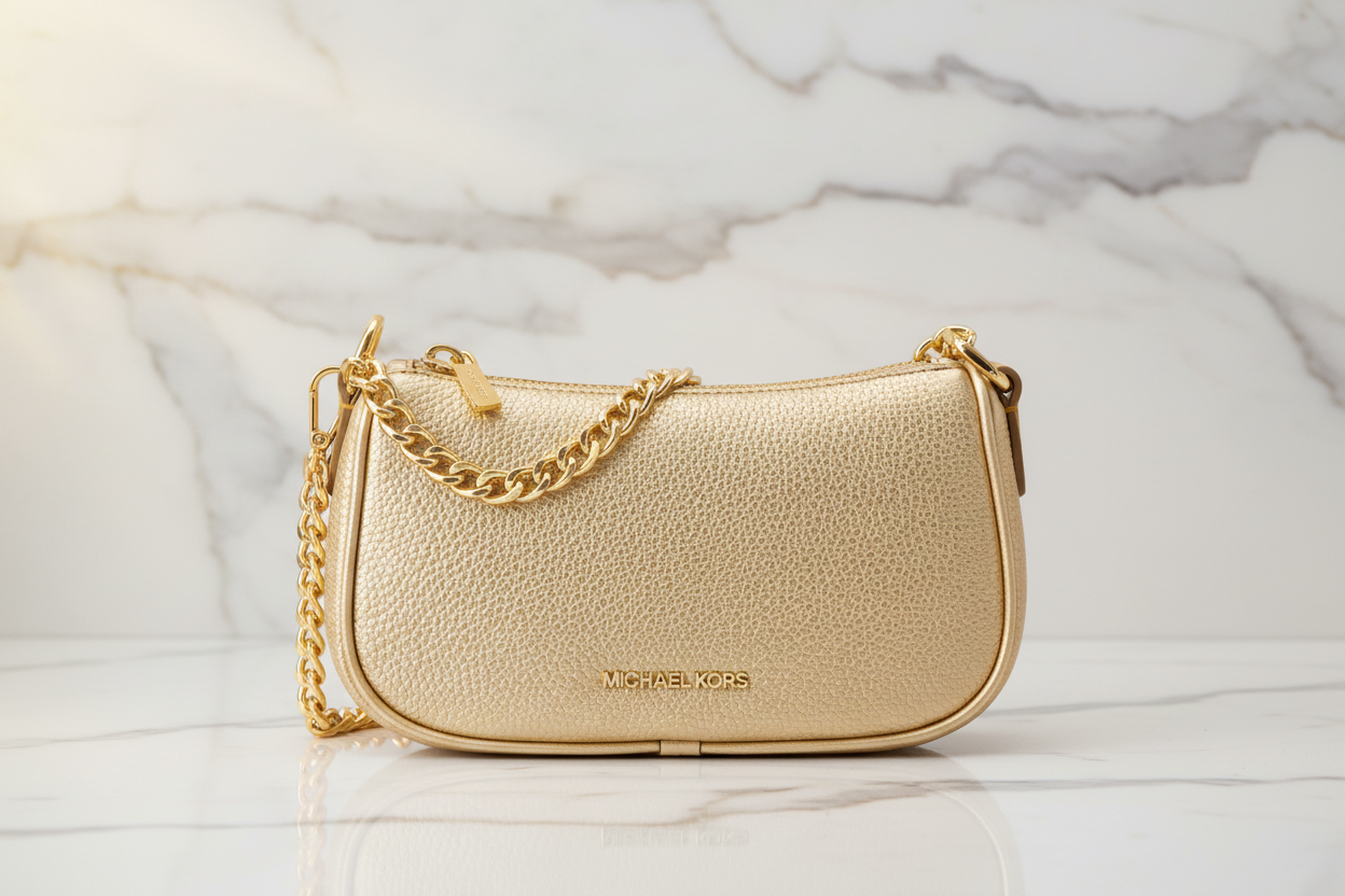 Michael Kors zlatá kožešinová kabelka přes rameno