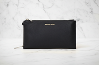 Černá kožená psací taška Michael Kors