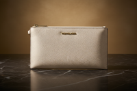 Béžová kožená psací taška Michael Kors