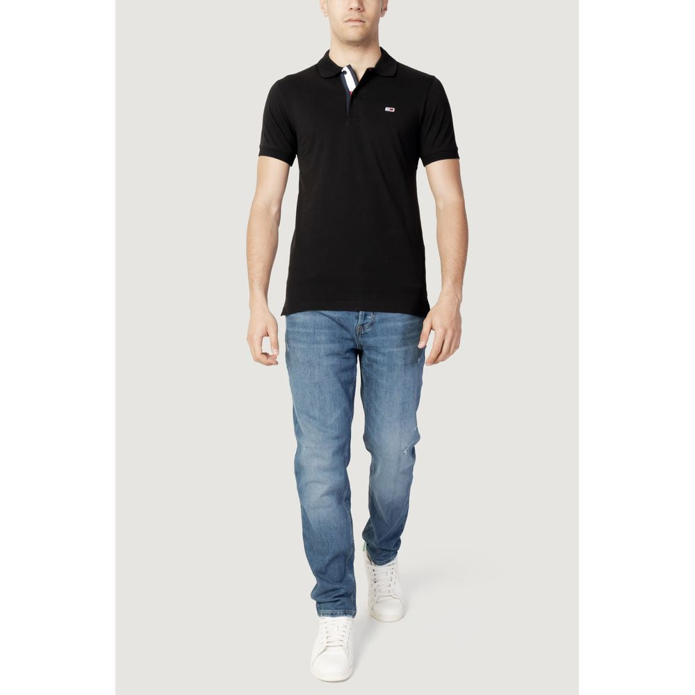 Černé bavlněné polo tričko Tommy Hilfiger Jeans