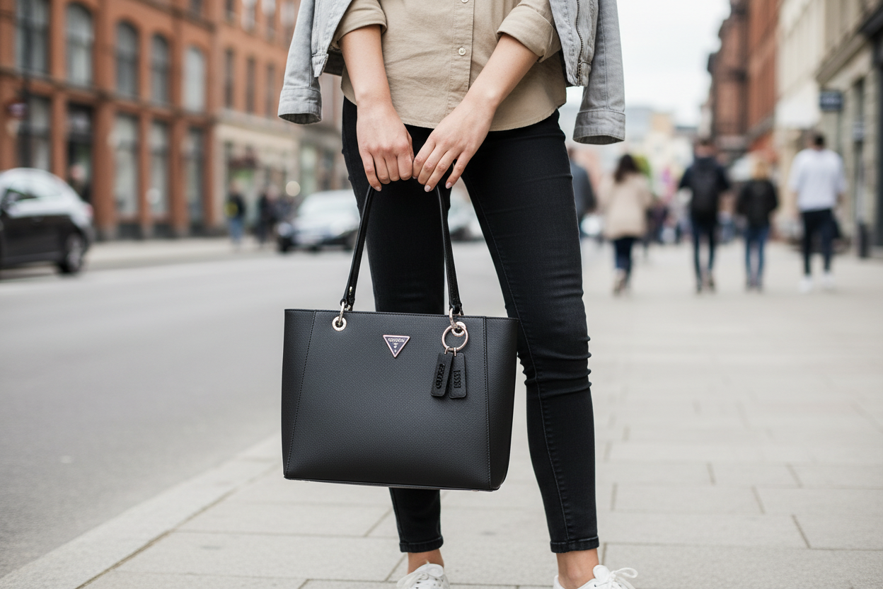 Dámská kabelka Guess Jeans z černého polyuretanu