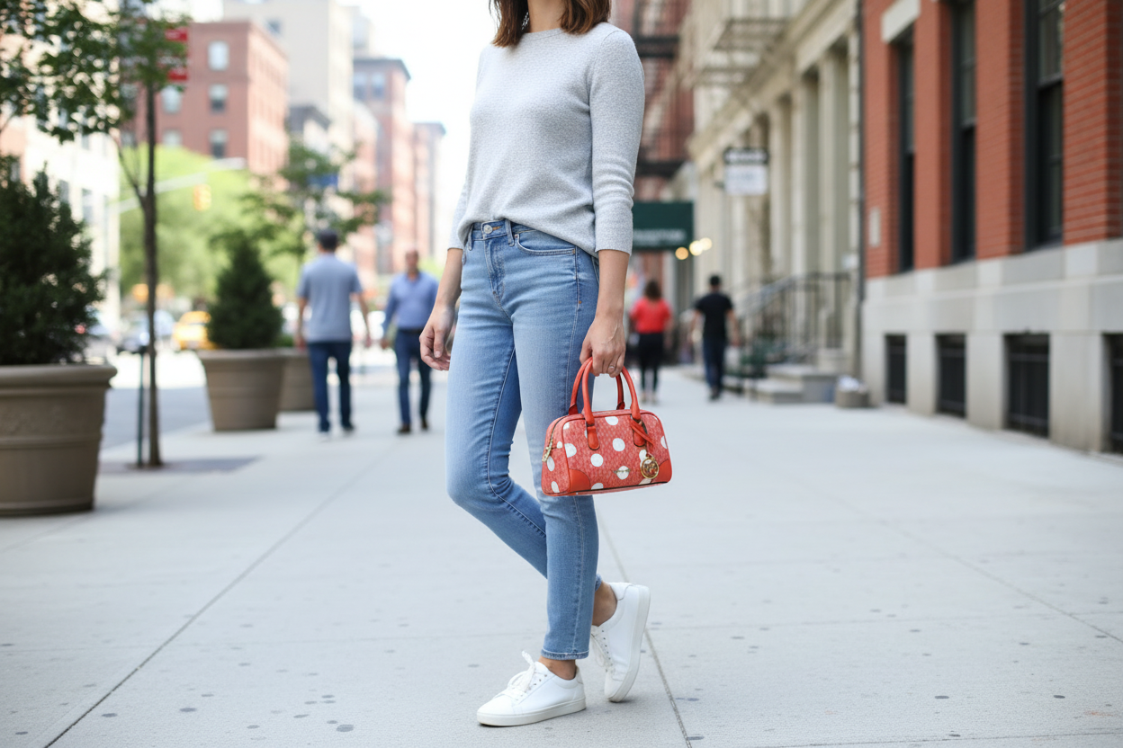 Oranžová látková kabelka Michael Kors