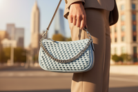 Světle modrá kožená kabelka Michael Kors