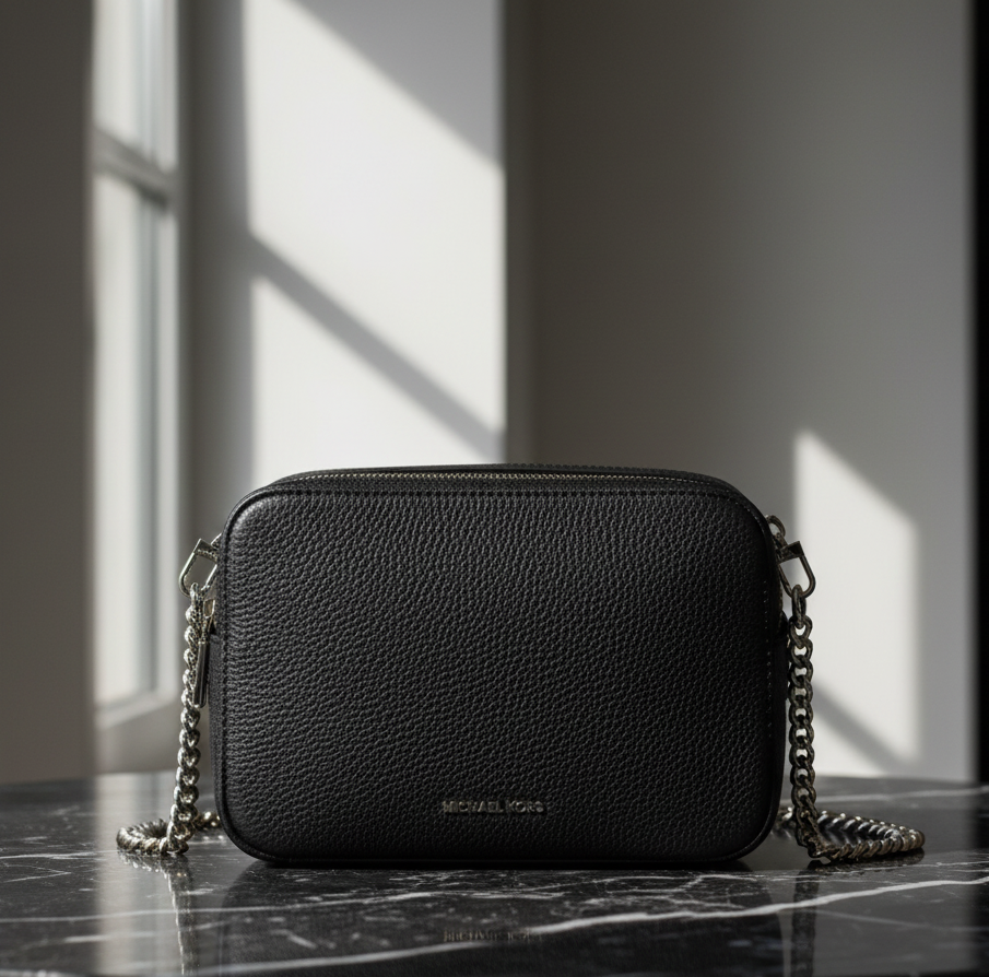 Černá telecí kožená taška přes rameno Michael Kors Bos Taurus