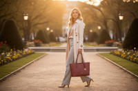 Červená látková kabelka přes rameno Michael Kors