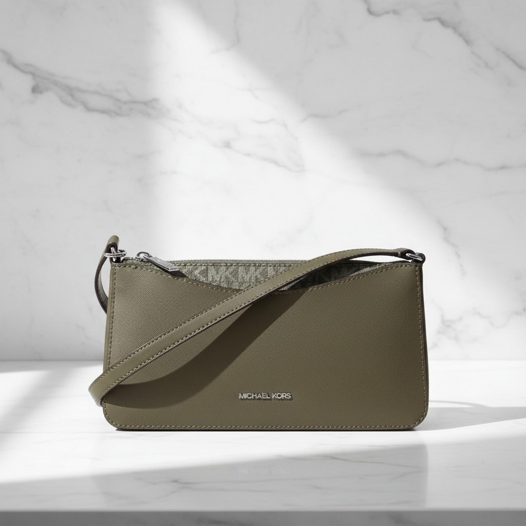 Zelená látková crossbody kabelka Michael Kors