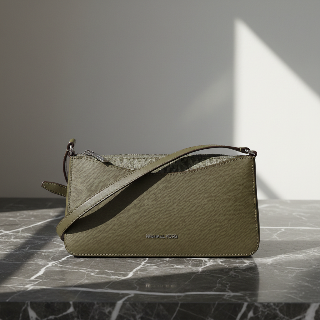 Zelená látková crossbody kabelka Michael Kors